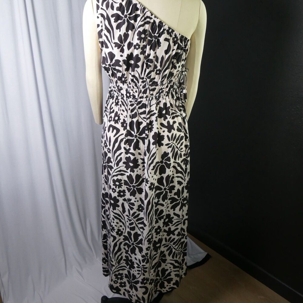 Faithfull the Brand Lucila Midi Dress Sidra Floral Ecru One Shoulder Small NWOT - Picture 2 of 9